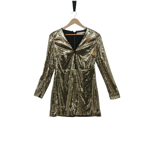 Rebecca Minkoff Dresses & Skirts - Rebecca Minkoff Gold Sequin V-Neck Long Sleeve Dress 10